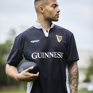 Guinness Black Embossed Performance Rugby Tee Small